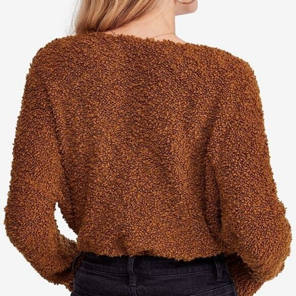 Free People Popcorn Fuzzy Cotton V-Neck Sweater S Boho - Picture 2 of 8